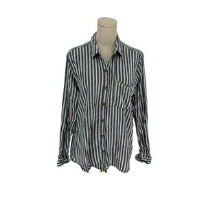 Universal Thread Button Down Navy White Striped Relaxed Fit Shirt M
